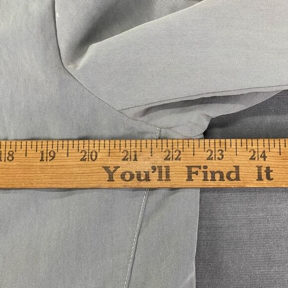 Theory Trench Coat PERKIN Mens Large Grey Long Military Style Nylon Blend Rain - Picture 12 of 15